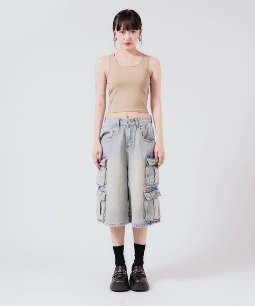 Chick（チック）の「Cross Back Tank Top with Cups / カップ付き クロスバックタンクトップ（タンクトップ・レディース・ブラック/カーキ/オリーブ/ホワイト/ダークグレー・FREE）」の20枚目の写真