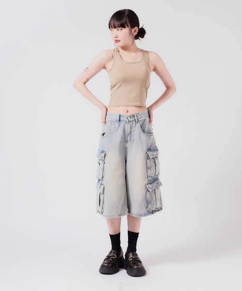 Chick（チック）の「Cross Back Tank Top with Cups / カップ付き クロスバックタンクトップ（タンクトップ・レディース・ブラック/カーキ/オリーブ/ホワイト/ダークグレー・FREE）」の21枚目の写真