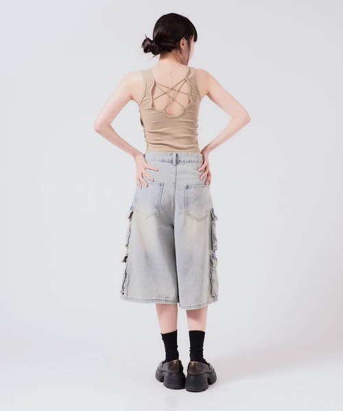 Chick（チック）の「Cross Back Tank Top with Cups / カップ付き クロスバックタンクトップ（タンクトップ・レディース・ブラック/カーキ/オリーブ/ホワイト/ダークグレー・FREE）」の22枚目の写真