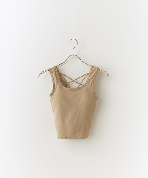 Chick（チック）の「Cross Back Tank Top with Cups / カップ付き クロスバックタンクトップ（タンクトップ・レディース・ブラック/カーキ/オリーブ/ホワイト/ダークグレー・FREE）」の18枚目の写真