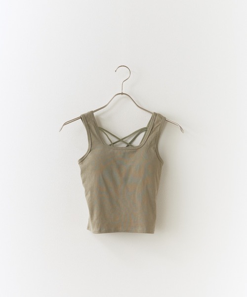 Chick（チック）の「Cross Back Tank Top with Cups / カップ付き クロスバックタンクトップ（タンクトップ・レディース・ブラック/カーキ/オリーブ/ホワイト/ダークグレー・FREE）」の14枚目の写真