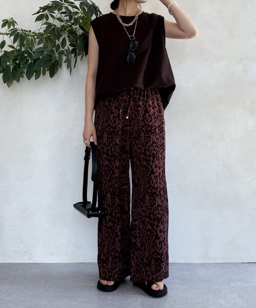 DouDou（ドゥドゥ）の「レオパードイージーパンツ（その他パンツ・レディース・ブラウン/バーガンディー・FREE）」の21枚目の写真