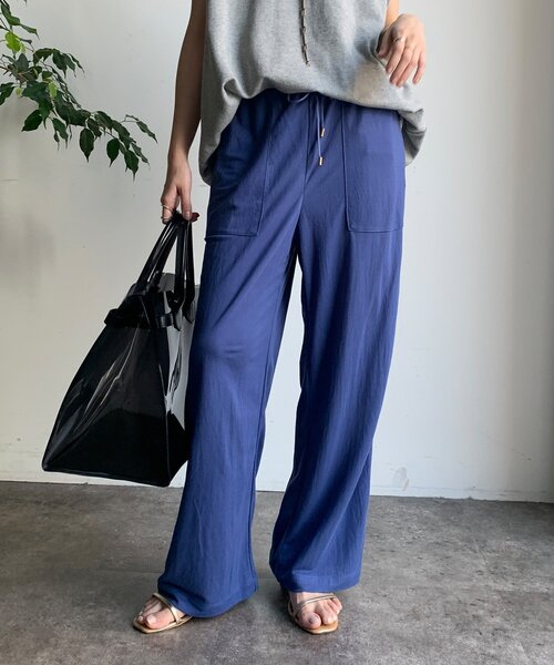 DouDou(ドゥドゥ)の「【WEB限定】リネンライクカノコパンツ(その他パンツ・レディース・ブルー/ブラック/カーキ・FREE)」の1枚目の写真