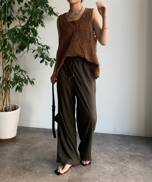 DouDou(ドゥドゥ)の「【WEB限定】リネンライクカノコパンツ(その他パンツ・レディース・ブルー/ブラック/カーキ・FREE)」の13枚目の写真