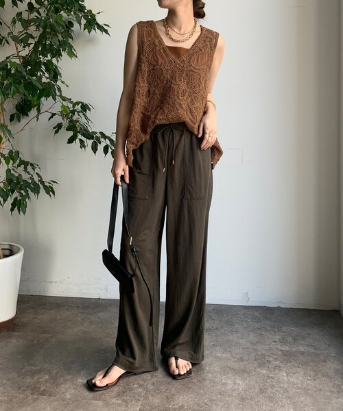 DouDou(ドゥドゥ)の「【WEB限定】リネンライクカノコパンツ(その他パンツ・レディース・ブルー/ブラック/カーキ・FREE)」の15枚目の写真