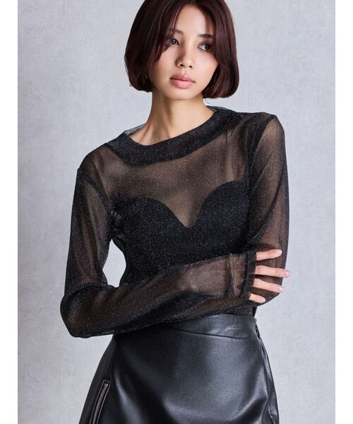 Tさん様　Ｍ (シェ) セール】mock neck shiny sheerトップス（Tシャツ/カットソー）｜GYDA