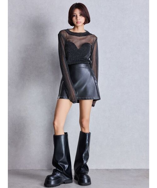 セール】mock neck shiny sheerトップス（Tシャツ/カットソー）｜GYDA
