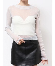 GYDA | mock neck shiny sheerトップス(Tシャツ/カットソー)