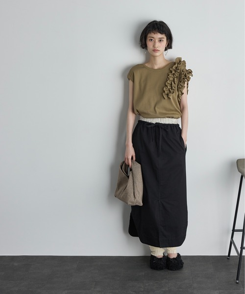 セール】ウエスト切替ラウンドヘムナロースカート（スカート）｜THE