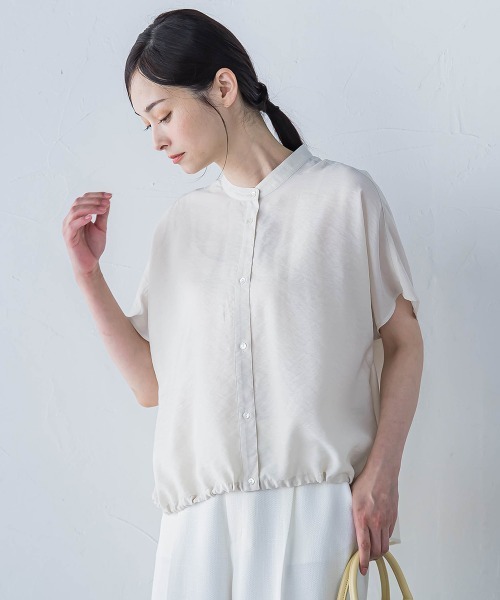 LAUTREAMONT（ロートレアモン）の「シアードロストフレンチスリーブシャツ≪洗濯機で洗える≫（シャツ/ブラウス・レディース・ホワイト系その他/ブラウン/グリーン/ピンク/サックスブルー/ピンク系その他/ブラック/グリーン系その他/ブルー系その他/パープル/ベージュ・9号）」の6枚目の写真