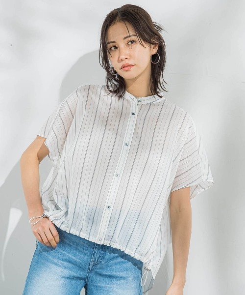 LAUTREAMONT（ロートレアモン）の「シアードロストフレンチスリーブシャツ≪洗濯機で洗える≫（シャツ/ブラウス・レディース・ホワイト系その他/ブラウン/グリーン/ピンク/サックスブルー/ピンク系その他/ブラック/グリーン系その他/ブルー系その他/パープル/ベージュ・9号）」の3枚目の写真