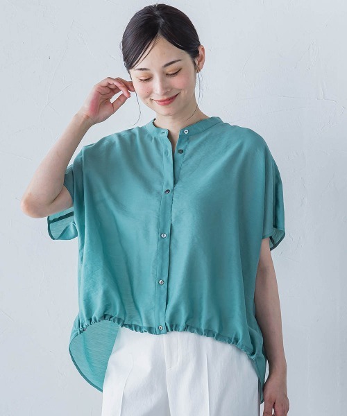 LAUTREAMONT（ロートレアモン）の「シアードロストフレンチスリーブシャツ≪洗濯機で洗える≫（シャツ/ブラウス・レディース・ホワイト系その他/ブラウン/グリーン/ピンク/サックスブルー/ピンク系その他/ブラック/グリーン系その他/ブルー系その他/パープル/ベージュ・9号）」の8枚目の写真