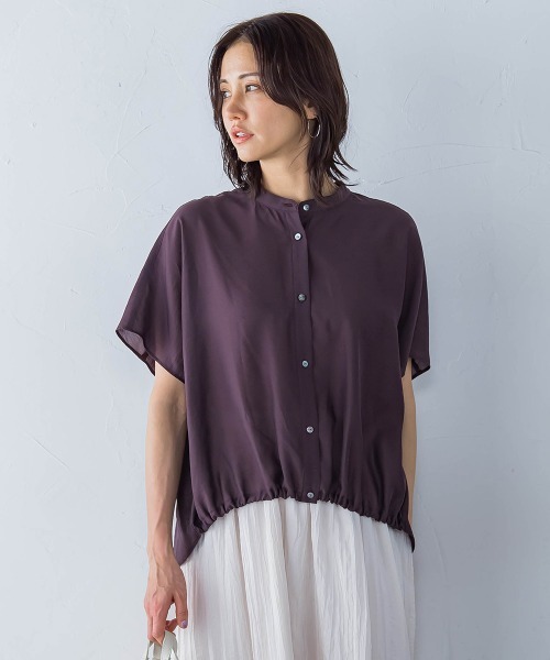 LAUTREAMONT（ロートレアモン）の「シアードロストフレンチスリーブシャツ≪洗濯機で洗える≫（シャツ/ブラウス・レディース・ホワイト系その他/ブラウン/グリーン/ピンク/サックスブルー/ピンク系その他/ブラック/グリーン系その他/ブルー系その他/パープル/ベージュ・9号）」の5枚目の写真