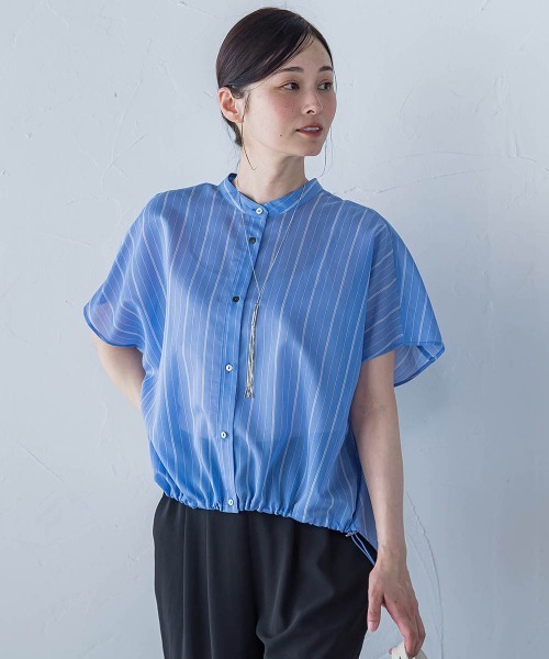 LAUTREAMONT（ロートレアモン）の「シアードロストフレンチスリーブシャツ≪洗濯機で洗える≫（シャツ/ブラウス・レディース・ホワイト系その他/ブラウン/グリーン/ピンク/サックスブルー/ピンク系その他/ブラック/グリーン系その他/ブルー系その他/パープル/ベージュ・9号）」の9枚目の写真