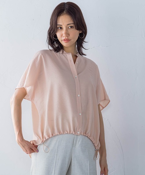 LAUTREAMONT（ロートレアモン）の「シアードロストフレンチスリーブシャツ≪洗濯機で洗える≫（シャツ/ブラウス・レディース・ホワイト系その他/ブラウン/グリーン/ピンク/サックスブルー/ピンク系その他/ブラック/グリーン系その他/ブルー系その他/パープル/ベージュ・9号）」の2枚目の写真