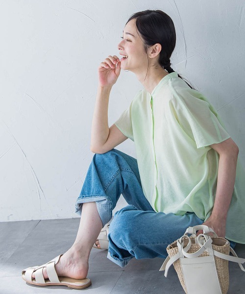 LAUTREAMONT（ロートレアモン）の「シアードロストフレンチスリーブシャツ≪洗濯機で洗える≫（シャツ/ブラウス・レディース・ホワイト系その他/ブラウン/グリーン/ピンク/サックスブルー/ピンク系その他/ブラック/グリーン系その他/ブルー系その他/パープル/ベージュ・9号）」の7枚目の写真