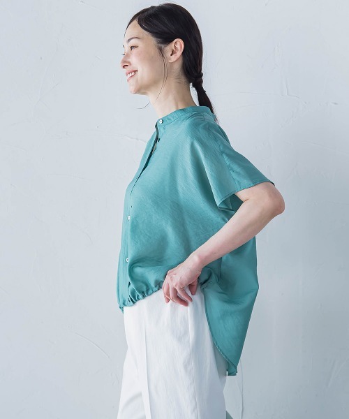 LAUTREAMONT（ロートレアモン）の「シアードロストフレンチスリーブシャツ≪洗濯機で洗える≫（シャツ/ブラウス・レディース・ホワイト系その他/ブラウン/グリーン/ピンク/サックスブルー/ピンク系その他/ブラック/グリーン系その他/ブルー系その他/パープル/ベージュ・9号）」の21枚目の写真