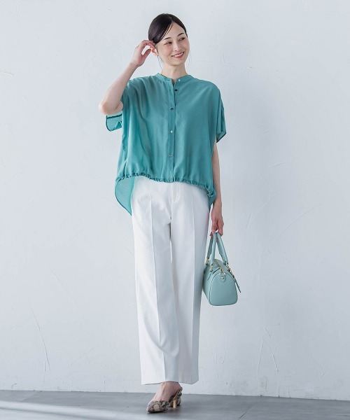 LAUTREAMONT（ロートレアモン）の「シアードロストフレンチスリーブシャツ≪洗濯機で洗える≫（シャツ/ブラウス・レディース・ホワイト系その他/ブラウン/グリーン/ピンク/サックスブルー/ピンク系その他/ブラック/グリーン系その他/ブルー系その他/パープル/ベージュ・9号）」の18枚目の写真