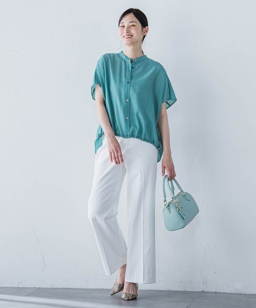 LAUTREAMONT（ロートレアモン）の「シアードロストフレンチスリーブシャツ≪洗濯機で洗える≫（シャツ/ブラウス・レディース・ホワイト系その他/ブラウン/グリーン/ピンク/サックスブルー/ピンク系その他/ブラック/グリーン系その他/ブルー系その他/パープル/ベージュ・9号）」の14枚目の写真