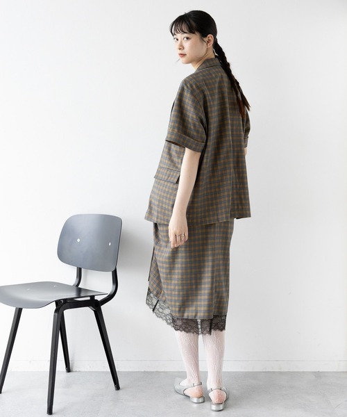 RAGEBLUE(レイジブルー)の「2WAYギャザーチェックキャミワンピース/セットアップ対応(ワンピース・レディース・グレー系/イエロー系・FREE)」の7枚目の写真