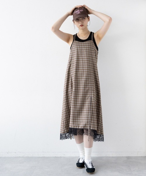 RAGEBLUE(レイジブルー)の「2WAYギャザーチェックキャミワンピース/セットアップ対応(ワンピース・レディース・グレー系/イエロー系・FREE)」の17枚目の写真