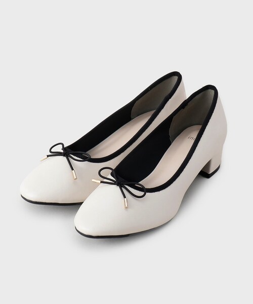 index（インデックス）の「ラウンドトゥヒールバレエシューズ（パンプス・レディース・ブラック系/ブラック/アイボリー系4・02/03/01）」の3枚目の写真