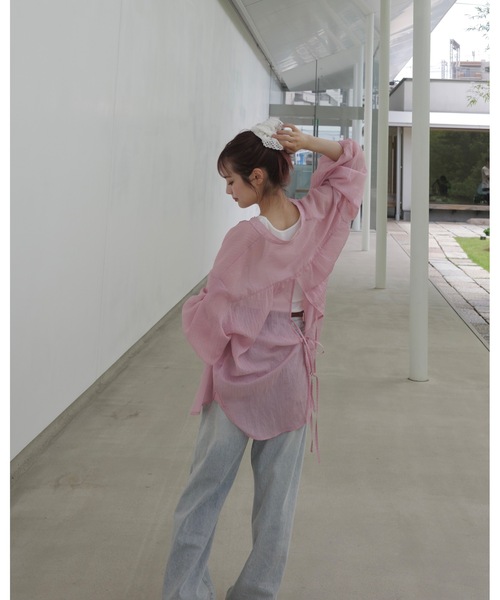 【新品タグ付】jumelle ストライプシアーシャツ　ピンク　ジュメロ ストライプシアーシャツ #2カラー | ALL | JUMELLE
