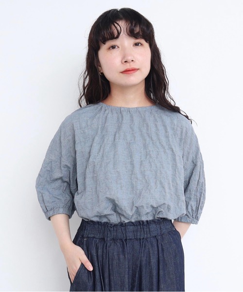 l'atelier du savon（アトリエドサボン）の「●Tシャツみたいなブラウス（シャツ/ブラウス・レディース・ブラック/ブルー系その他/キナリ・FREE）」の3枚目の写真