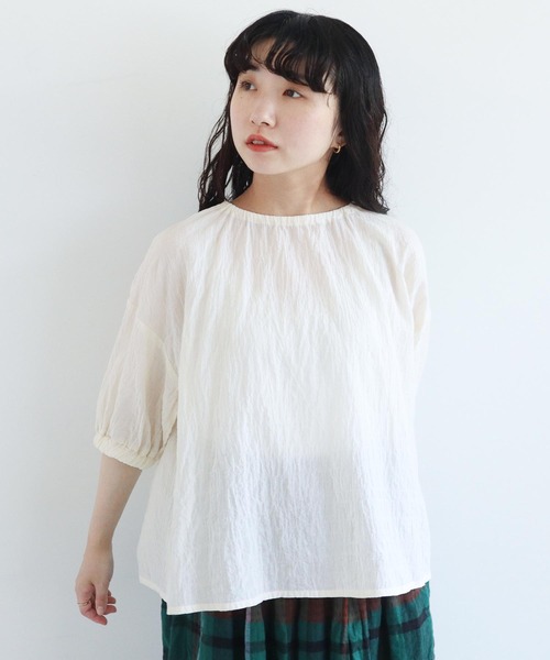 l'atelier du savon（アトリエドサボン）の「●Tシャツみたいなブラウス（シャツ/ブラウス・レディース・ブラック/ブルー系その他/キナリ・FREE）」の2枚目の写真