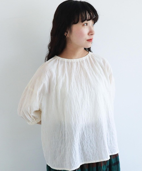 l'atelier du savon（アトリエドサボン）の「●Tシャツみたいなブラウス（シャツ/ブラウス・レディース・ブラック/ブルー系その他/キナリ・FREE）」の6枚目の写真