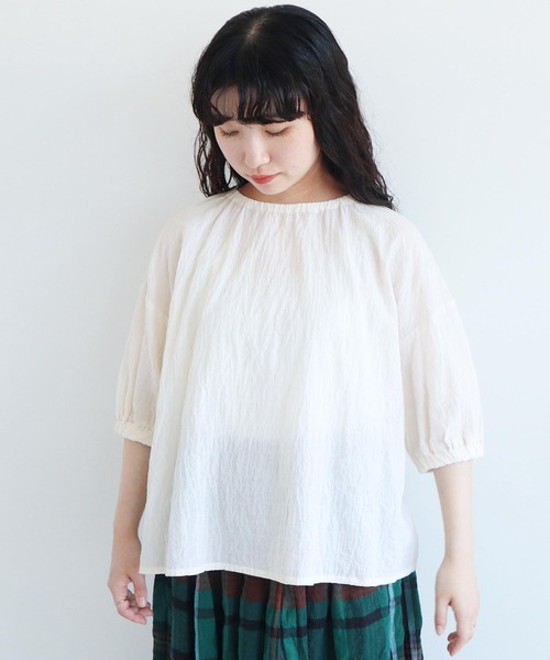 l'atelier du savon（アトリエドサボン）の「●Tシャツみたいなブラウス（シャツ/ブラウス・レディース・ブラック/ブルー系その他/キナリ・FREE）」の5枚目の写真