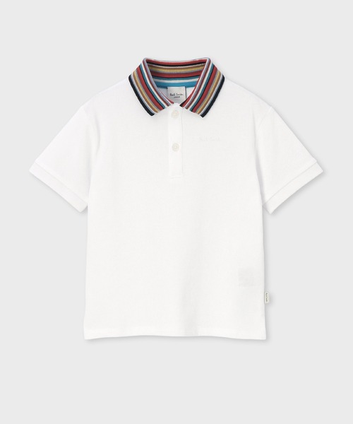 Paul Smith アーティストストライプ ホワイトポロシャツ セール】ジュニア シグネチャーストライプカラー ポロシャツ/ 893181