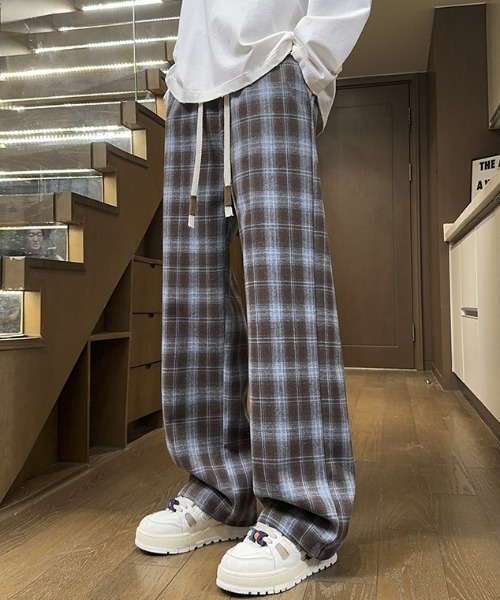 link lot(リンクロット)の「ドローコード付きチェックイージーネルパンツ(その他パンツ・メンズ・ブラック/ブルー/ブラウン・M/L)」の4枚目の写真