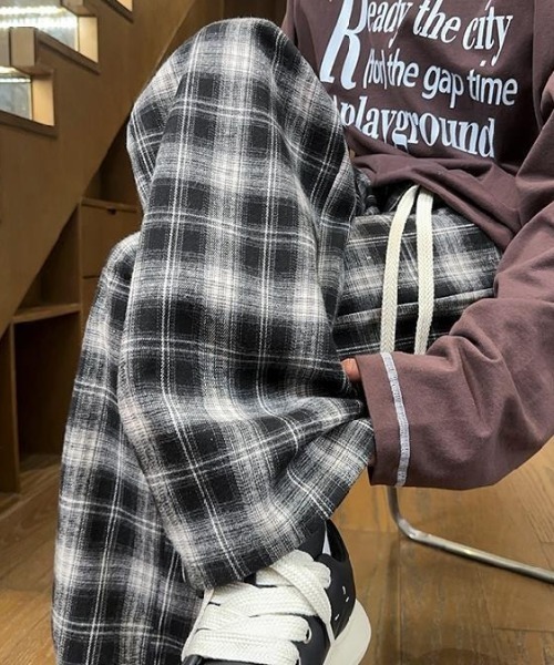 link lot(リンクロット)の「ドローコード付きチェックイージーネルパンツ(その他パンツ・メンズ・ブラック/ブルー/ブラウン・M/L)」の12枚目の写真