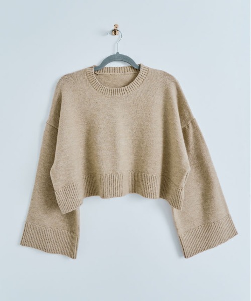 kirakiraShop（キラキラショップ）の「ワイド スリーブ ショート ニット（ニット/セーター・レディース・チャコール/ベージュ/ネイビー/ピンク/ブルー・FREE）」の17枚目の写真