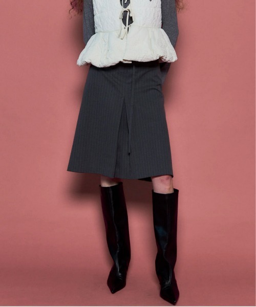 MAISON SPECIAL（メゾンスペシャル）の「Box Pleats Mid-length Skirt/ボックスプリーツミモレスカート（スカート・レディース・グレー/カーキ/ブラック・36/38）」の3枚目の写真