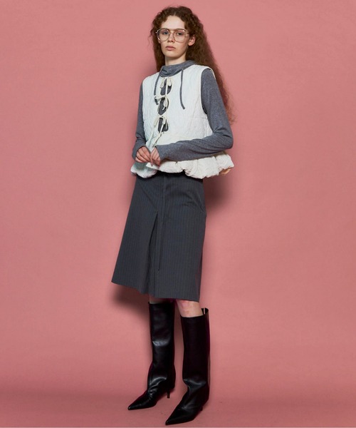 MAISON SPECIAL（メゾンスペシャル）の「Box Pleats Mid-length Skirt/ボックスプリーツミモレスカート（スカート・レディース・グレー/カーキ/ブラック・36/38）」の17枚目の写真