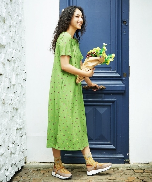 Jocomomola（ホコモモラ）の「【接触冷感】Charco ドットカットソーワンピース（ワンピース・レディース・ブラック/グリーン・40）」の16枚目の写真