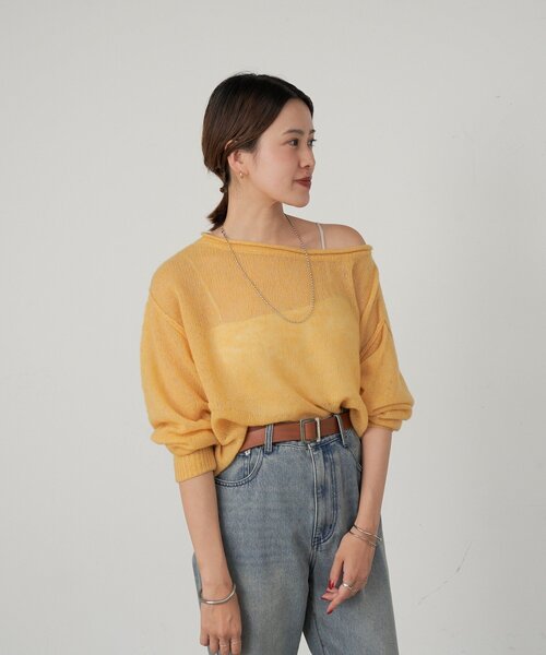 SHENERY（シーナリー）の「《インフルエンサー@kanako_ikiコラボ》シアーウールプルオーバー（ニット/セーター・レディース・オフホワイト/グレー/イエロー・FREE）」の3枚目の写真