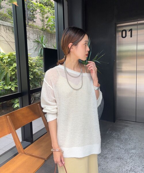 SHENERY（シーナリー）の「《インフルエンサー@kanako_ikiコラボ》シアーウールプルオーバー（ニット/セーター・レディース・オフホワイト/グレー/イエロー・FREE）」の10枚目の写真