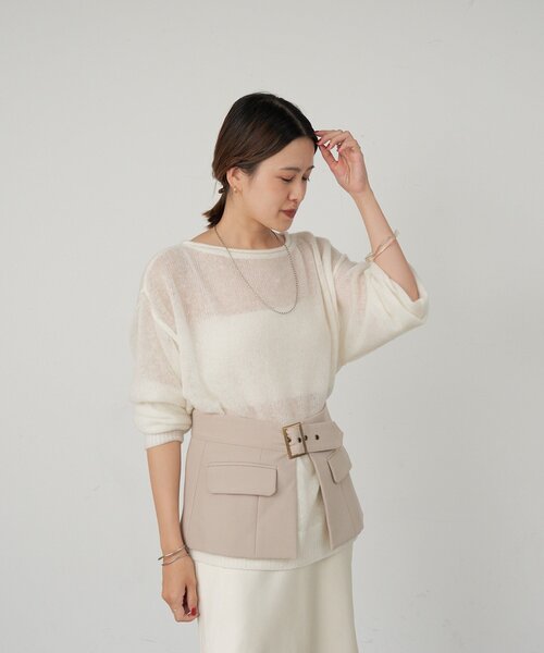 SHENERY（シーナリー）の「《インフルエンサー@kanako_ikiコラボ》シアーウールプルオーバー（ニット/セーター・レディース・オフホワイト/グレー/イエロー・FREE）」の16枚目の写真