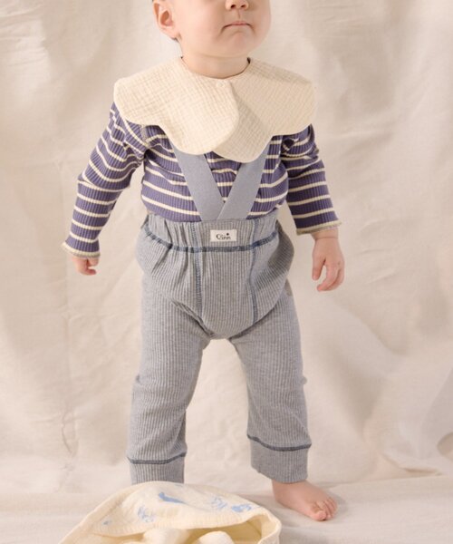 CIAOPANIC TYPY（チャオパニックティピー）の「【BABY】【Qinn】サス付き配色ステッチリブパンツ（その他パンツ・キッズ・グレー/ブラウン・80）」の2枚目の写真