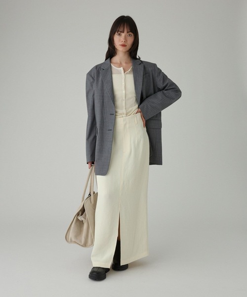 BABYLONE（バビロン）の「アセテートメローIラインスカート（スカート・レディース・アイボリー/チャコール・36inch/38inch）」の9枚目の写真