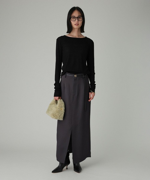 BABYLONE（バビロン）の「アセテートメローIラインスカート（スカート・レディース・アイボリー/チャコール・36inch/38inch）」の3枚目の写真