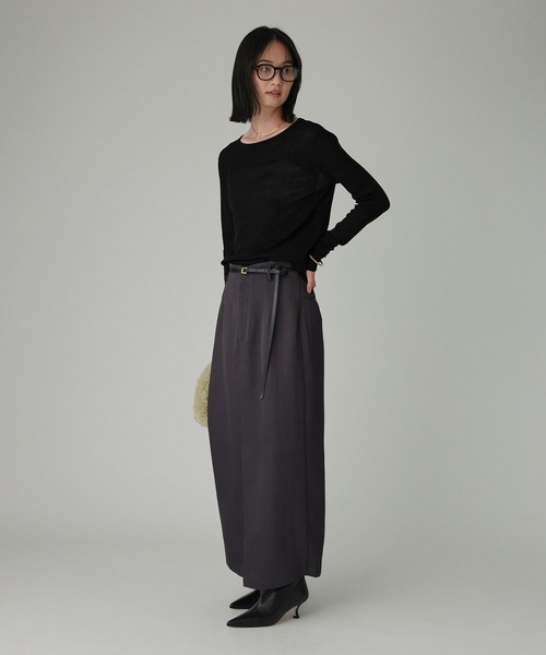 BABYLONE（バビロン）の「アセテートメローIラインスカート（スカート・レディース・アイボリー/チャコール・36inch/38inch）」の4枚目の写真