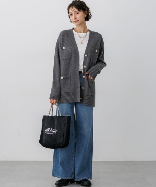 23区 L(ニジュウサンクオオキイサイズ)の「【大好評素材/洗える】コットンベアジャージー ロング Tシャツ(Tシャツ/カットソー・レディース・ホワイト系・44/46/48)」の9枚目の写真