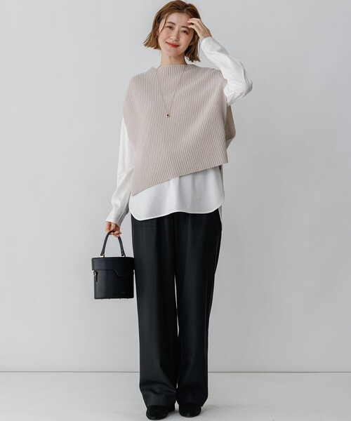 23区 L(ニジュウサンクオオキイサイズ)の「【大好評素材/洗える】コットンベアジャージー ロング Tシャツ(Tシャツ/カットソー・レディース・ホワイト系・44/46/48)」の19枚目の写真