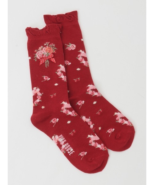 PINK HOUSE（ピンクハウス）の「リボンブーケ柄ソックス（ソックス/靴下・レディース・レッド/ピンク/ラベンダー/ブルー/ブラック/アイボリー・フリー）」の6枚目の写真