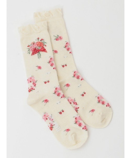 PINK HOUSE（ピンクハウス）の「リボンブーケ柄ソックス（ソックス/靴下・レディース・レッド/ピンク/ラベンダー/ブルー/ブラック/アイボリー・フリー）」の7枚目の写真
