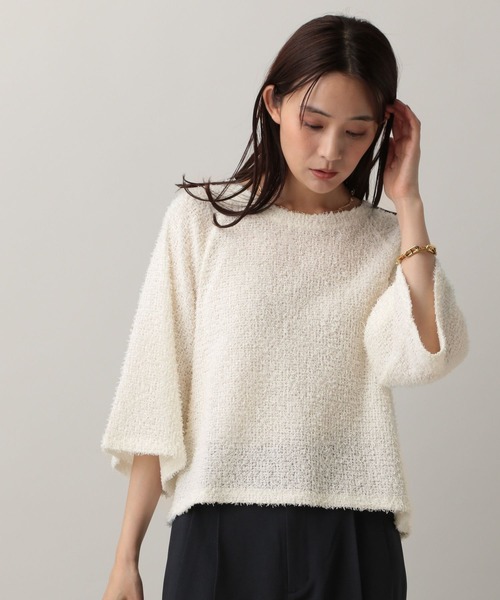 GLOBAL WORK(グローバルワーク)の「MATINEE LINE/フラッフィフレアショルダー5分袖プルオーバー/583878(Tシャツ/カットソー・レディース・ピンク/ブラック/アイボリー・REGULAR/SHORT)」の2枚目の写真